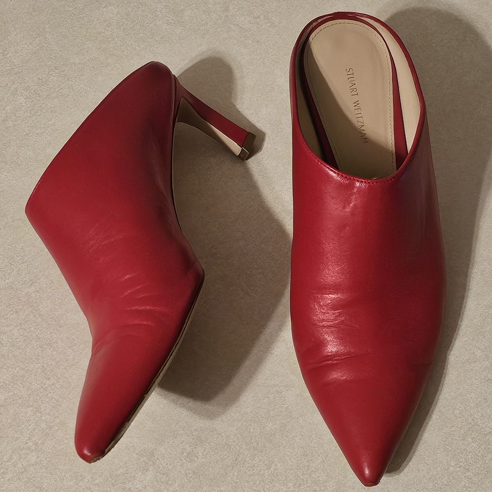 Stuart Weitzman Mira Red Leather Mules US11 M Retail $498-bing - Picture 10 of 15